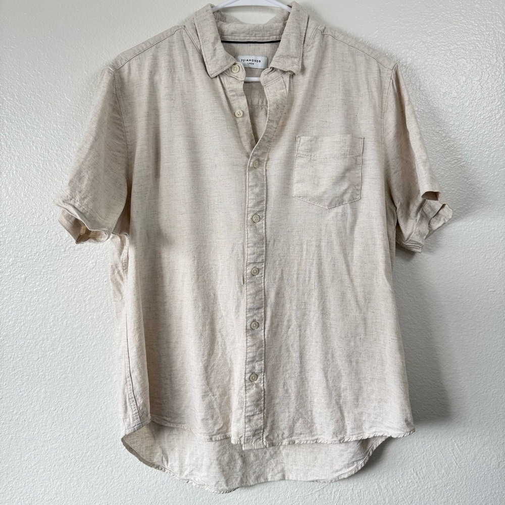 7 Diamonds Light Tan Casual Button Down Shirt - Size Large